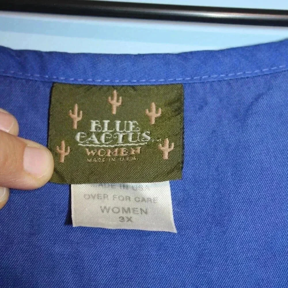 Blue Cactus Brand Sleeveless Hand Painted Vintage Blue Dress Made in the USA - Picture 5 of 14